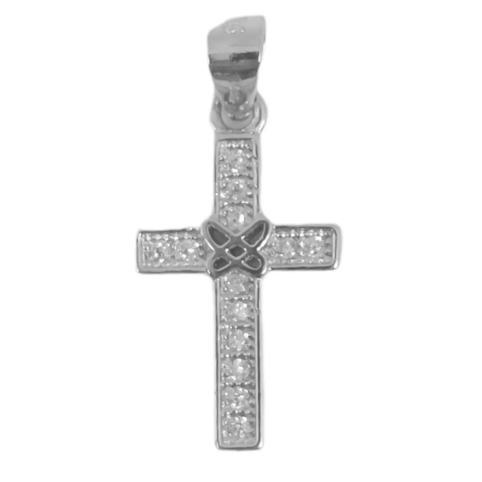 Les Trésors De Lily Pendentif Argent 'Croix' Blanc Argenté (rhodié) 15x9 Mm [S0599]