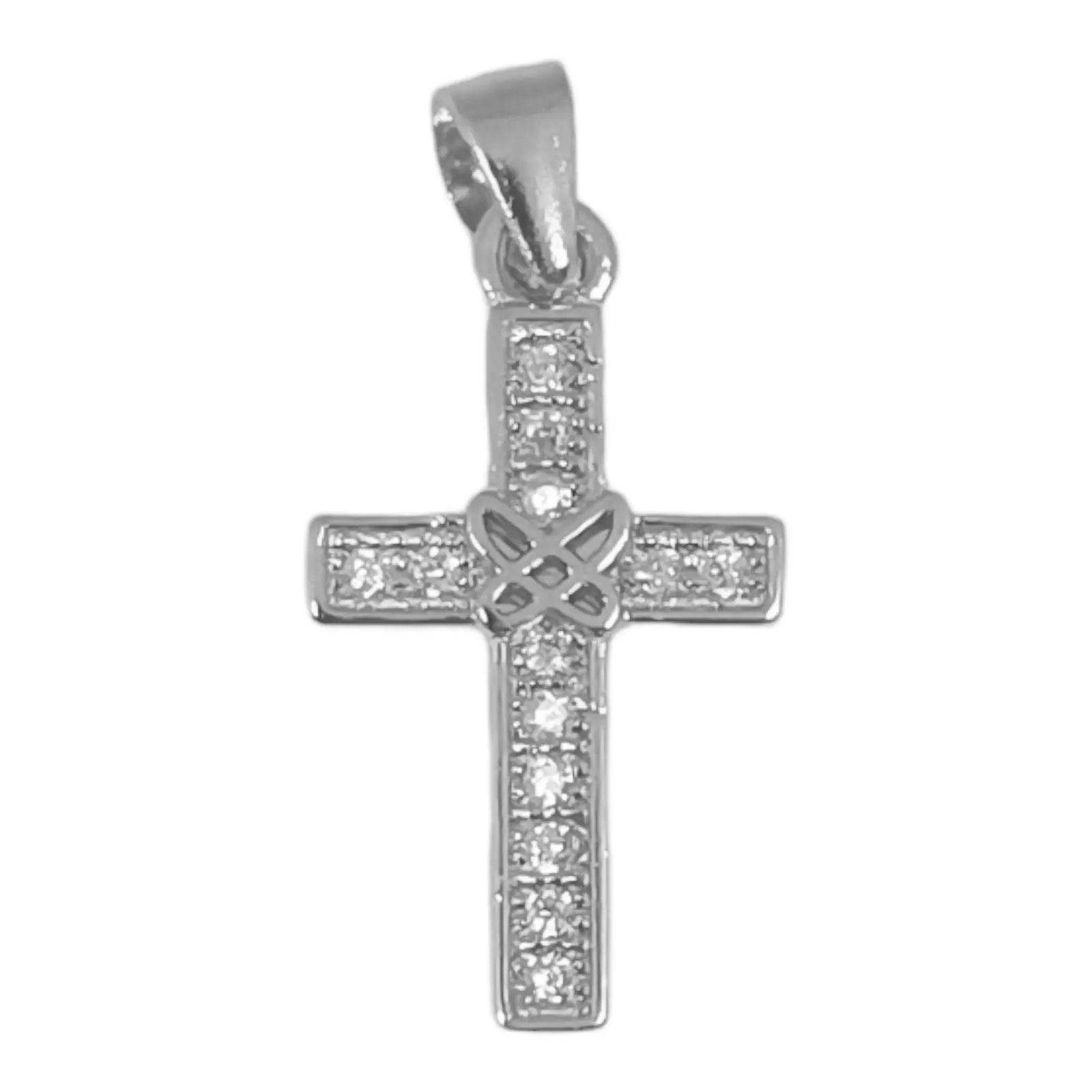 les trésors de lily Pendentif argent 'Croix' blanc argenté (rhodié) 15x9 mm [S0599]
