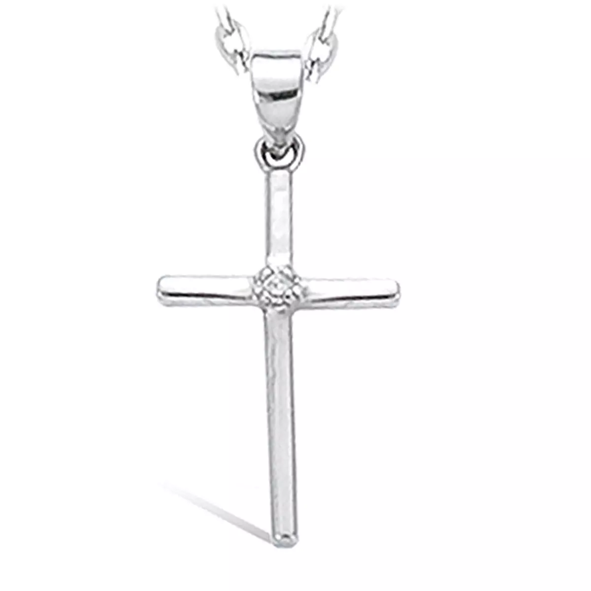 les trésors de lily Pendentif Argent 'Croix' Blanc argenté (rhodié) 17x10 mm [I4011]