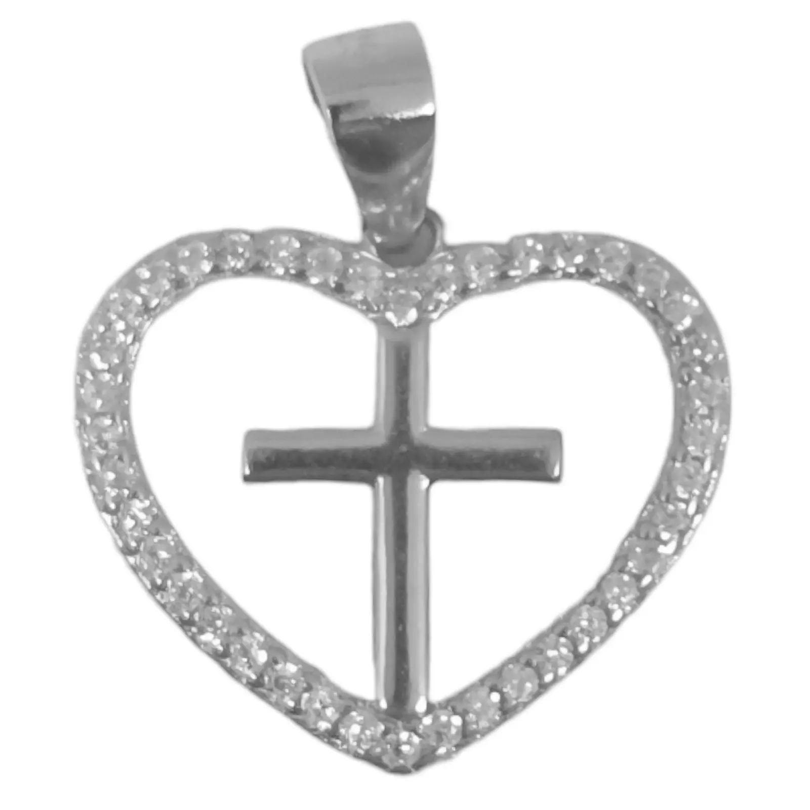 Les Trésors De Lily Pendentif Argent 'Croix' Blanc Argenté (rhodié) 17x14 Mm [S0593]