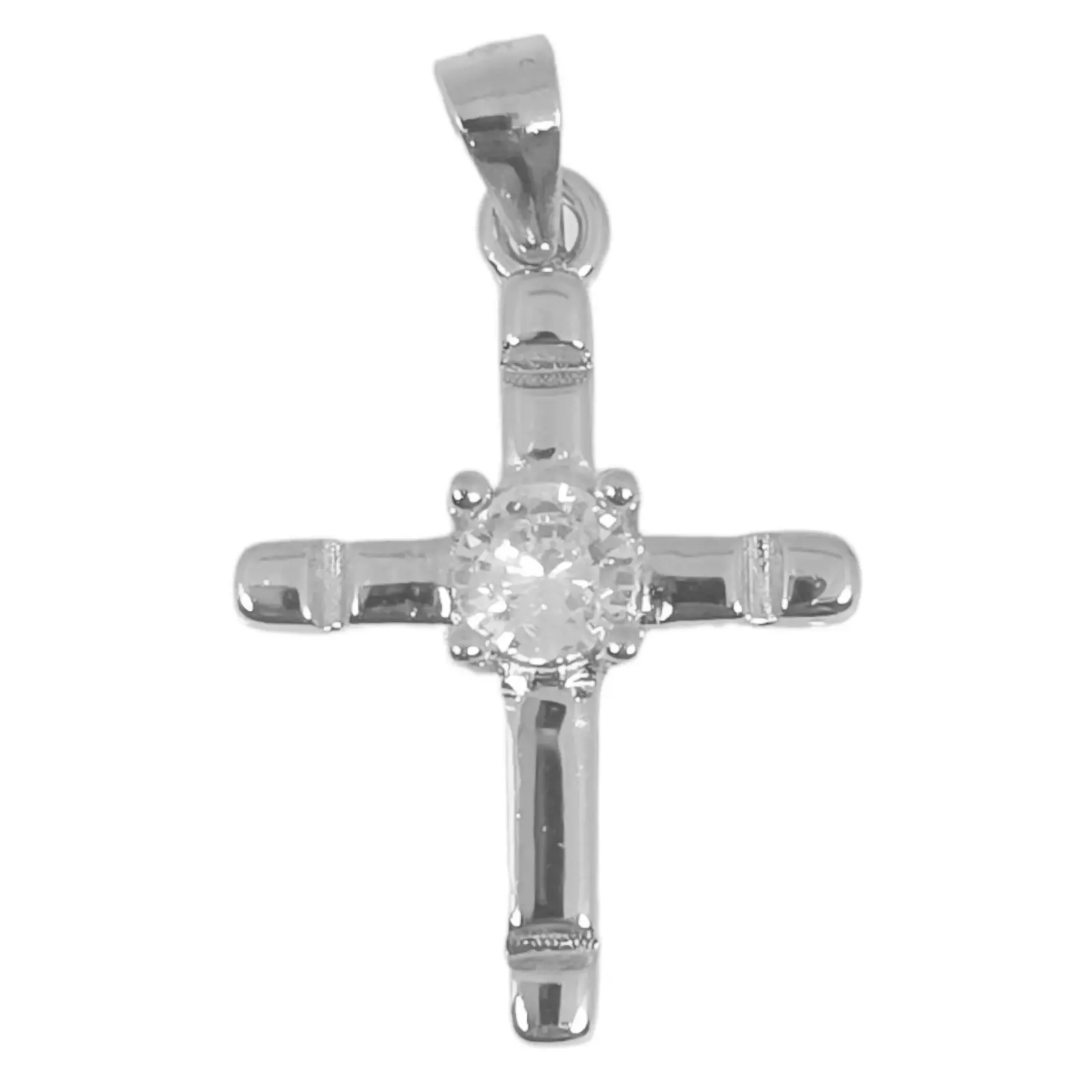 Les Trésors De Lily Pendentif Argent 'Croix' Blanc Argenté (rhodié) 17x14 Mm [S0603]