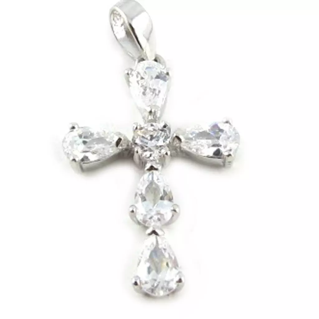 Les Trésors De Lily Pendentif Argent 'Croix' Blanc Argenté (rhodié) 20x14 Mm [L1789]