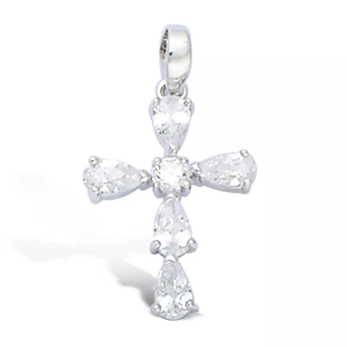 les trésors de lily Pendentif Argent 'Croix' Blanc argenté (rhodié) 20x14 mm [L1789]