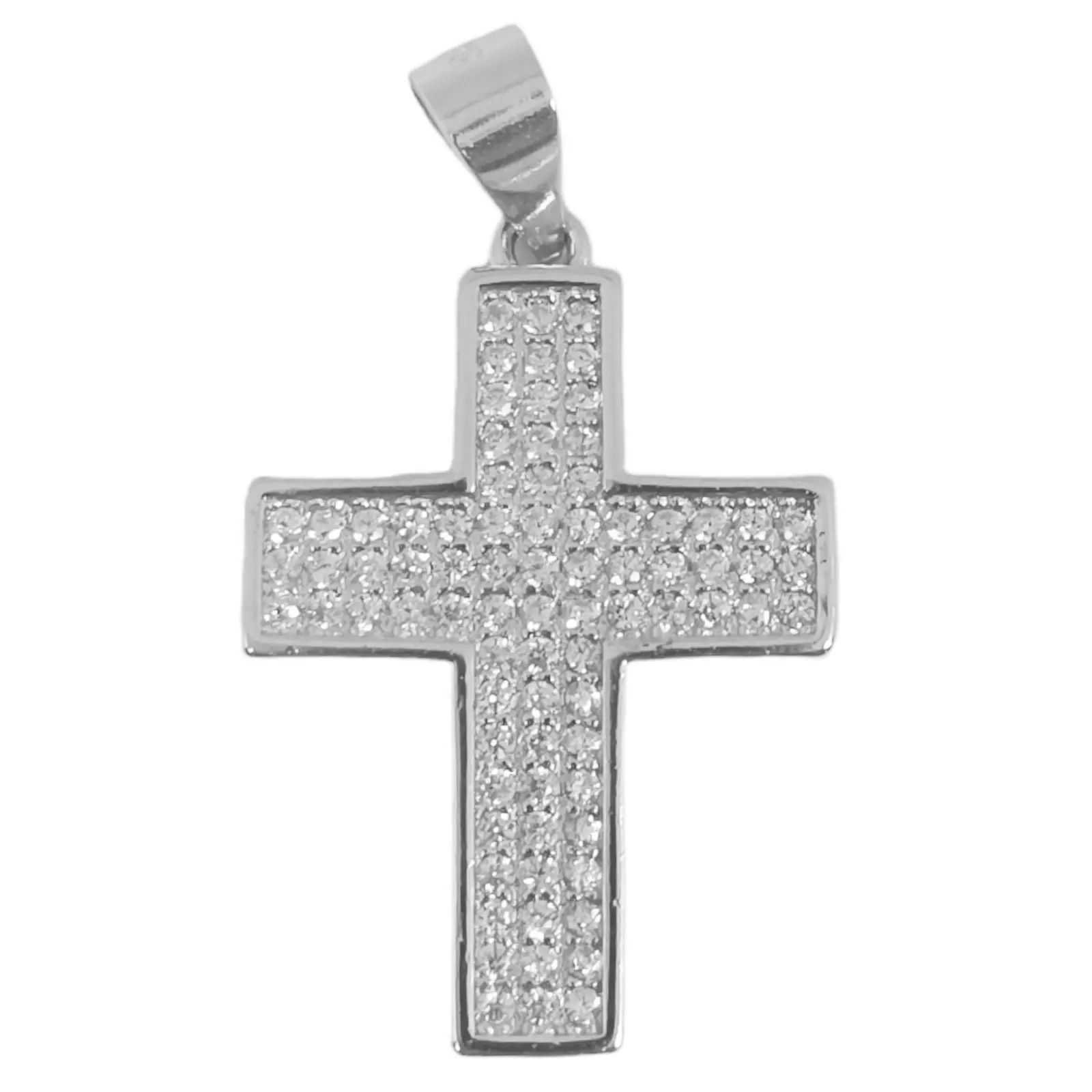 les trésors de lily Pendentif Argent 'Croix' blanc argenté (rhodié) 20x16 mm [S0582]