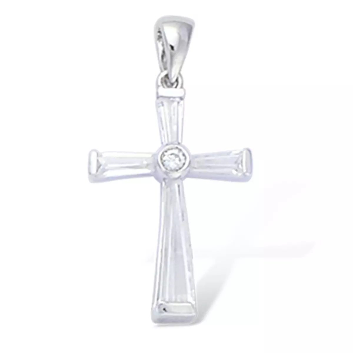 Les Trésors De Lily Pendentif Argent 'Croix' Blanc Argenté (rhodié) 25x13 Mm [L1787]