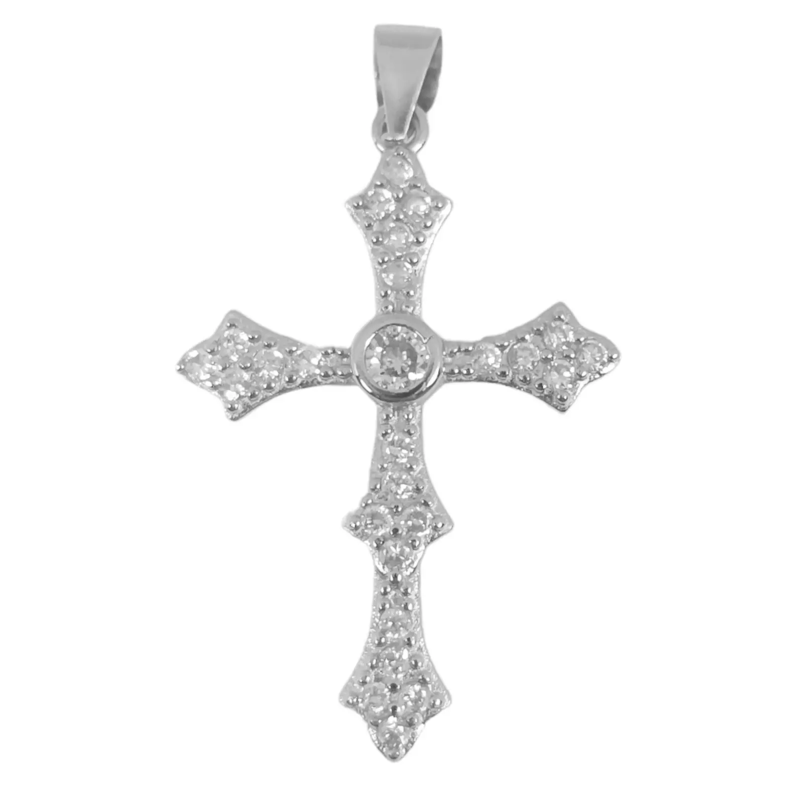 les trésors de lily Pendentif Argent 'Croix' blanc argenté (rhodié) 27x20 mm [S0583]