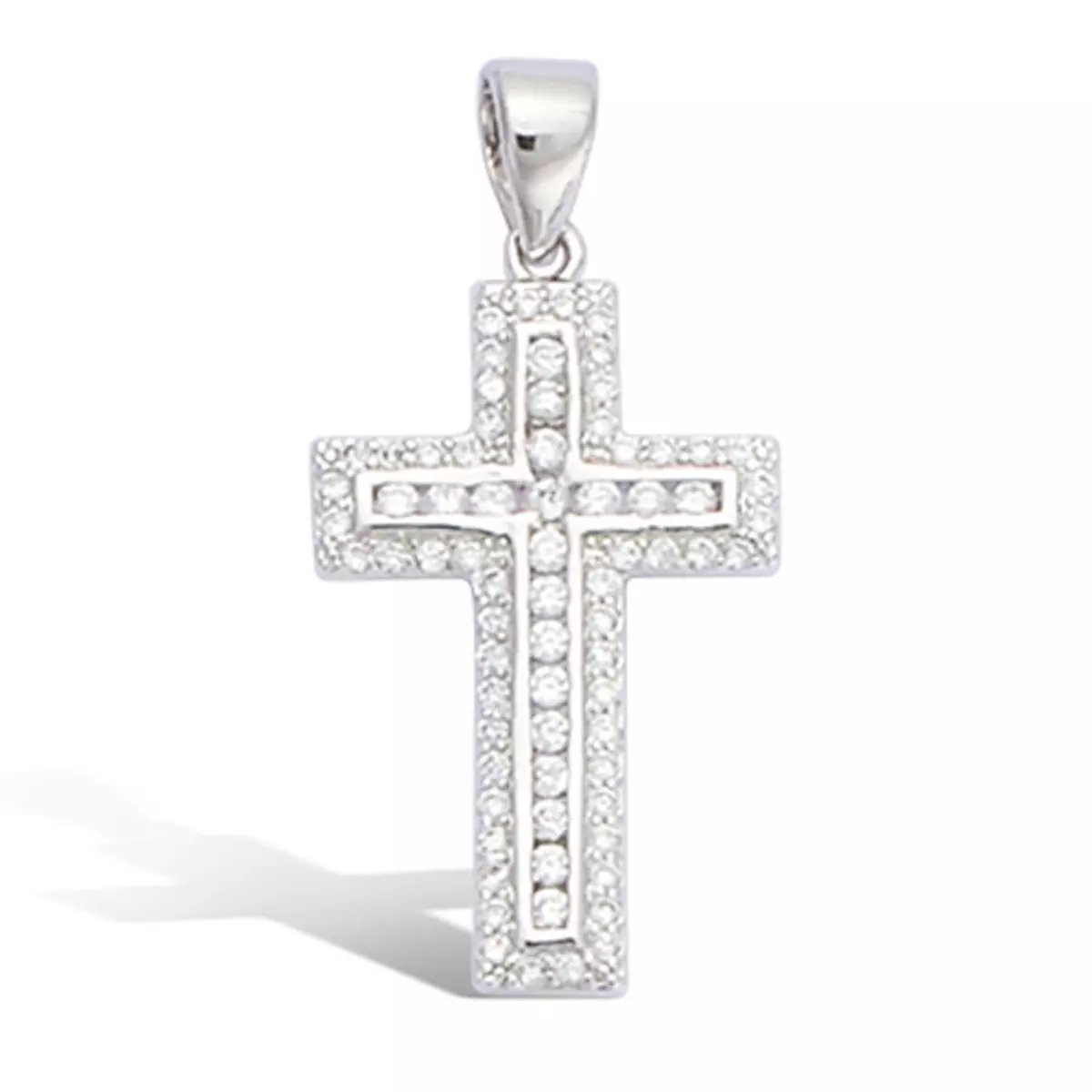 les trésors de lily Pendentif Argent 'Croix' Blanc argenté (rhodié) 28x14 mm [L4647]