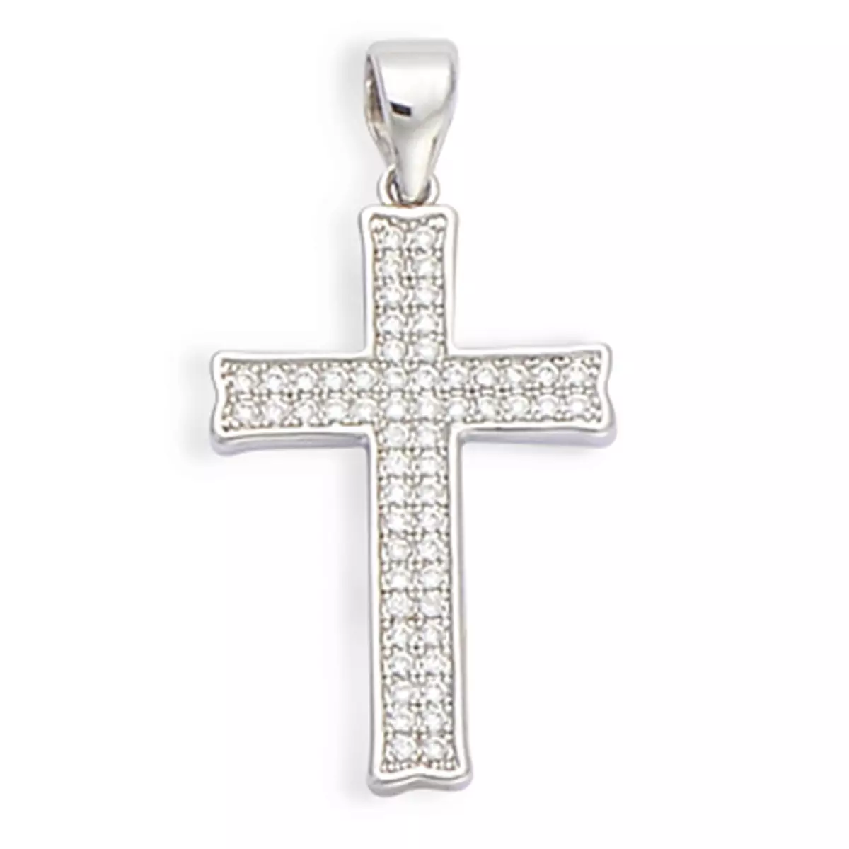 les trésors de lily Pendentif Argent 'Croix' Blanc argenté (rhodié) 30x15 mm [L4646]