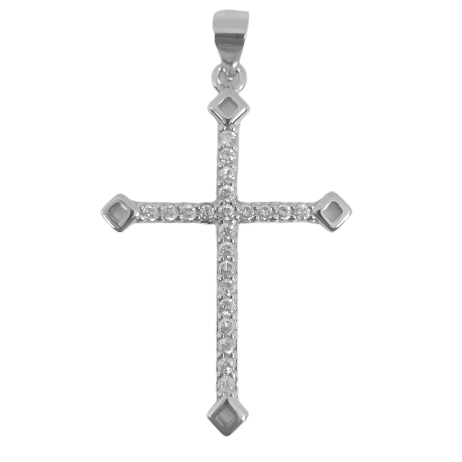 les trésors de lily Pendentif Argent 'Croix' blanc argenté (rhodié) 30x23 mm [S0584]