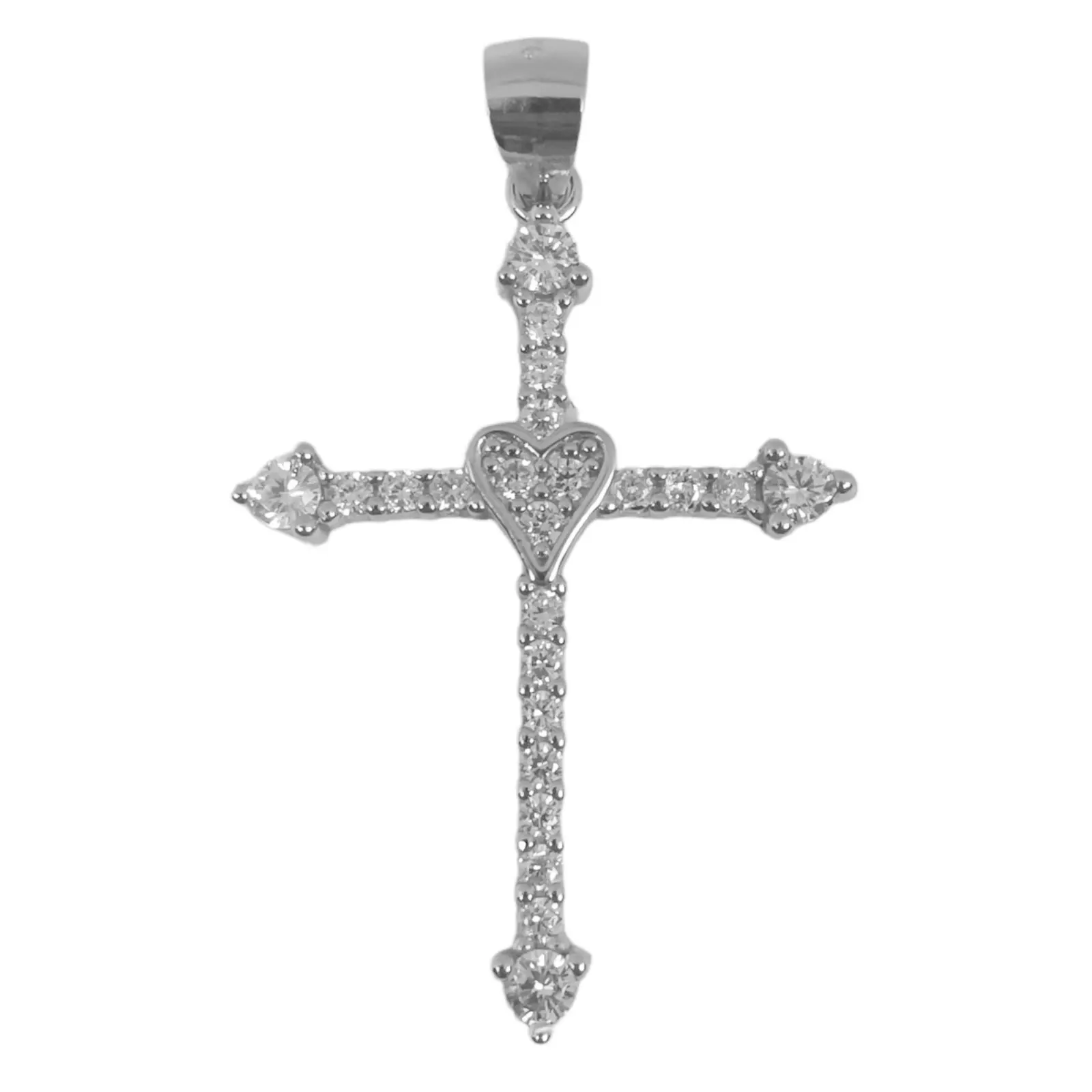 Les Trésors De Lily Pendentif Argent 'Croix' Blanc Argenté (rhodié) 31x24 Mm [S0585]