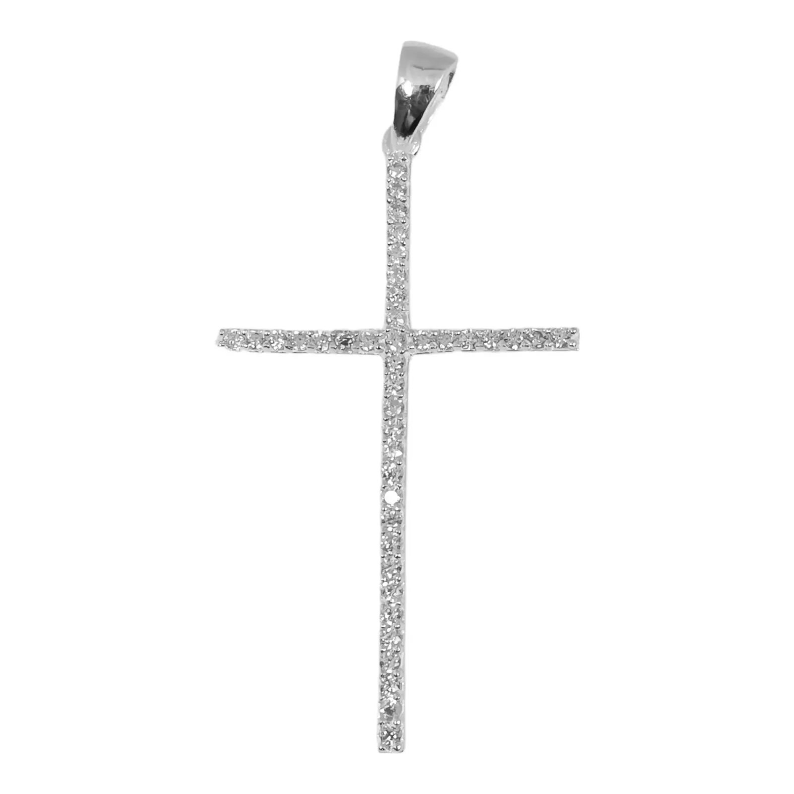 les trésors de lily Pendentif Argent 'Croix' blanc argenté (rhodié) 38x24 mm [S0459]