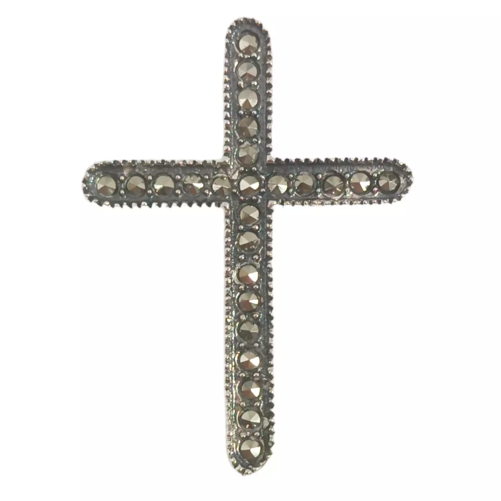 les trésors de lily Pendentif Argent 'Croix' gris marcassite argenté 27x20 mm [S0574]