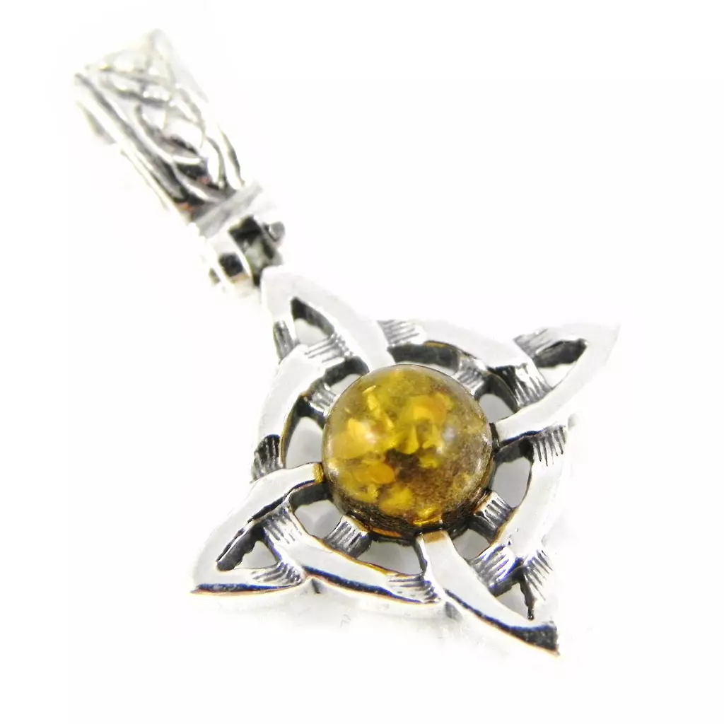 Les Trésors De Lily Pendentif Argent 'Croix Macbeth' Ambre [H5437]
