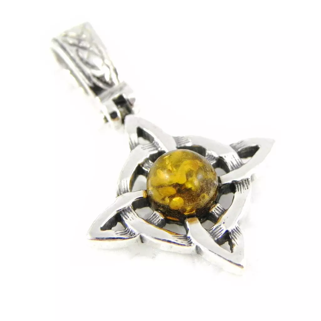 Les Trésors De Lily Pendentif Argent 'Croix Macbeth' Ambre [H5437]