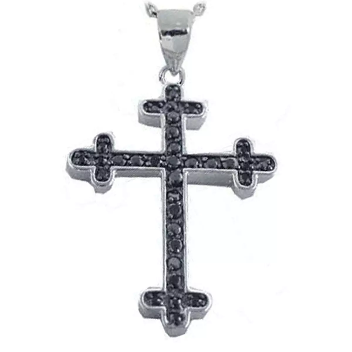 Les Trésors De Lily Pendentif Argent 'Croix' Noir Argenté (rhodié) 38x28 Mm [R1675]