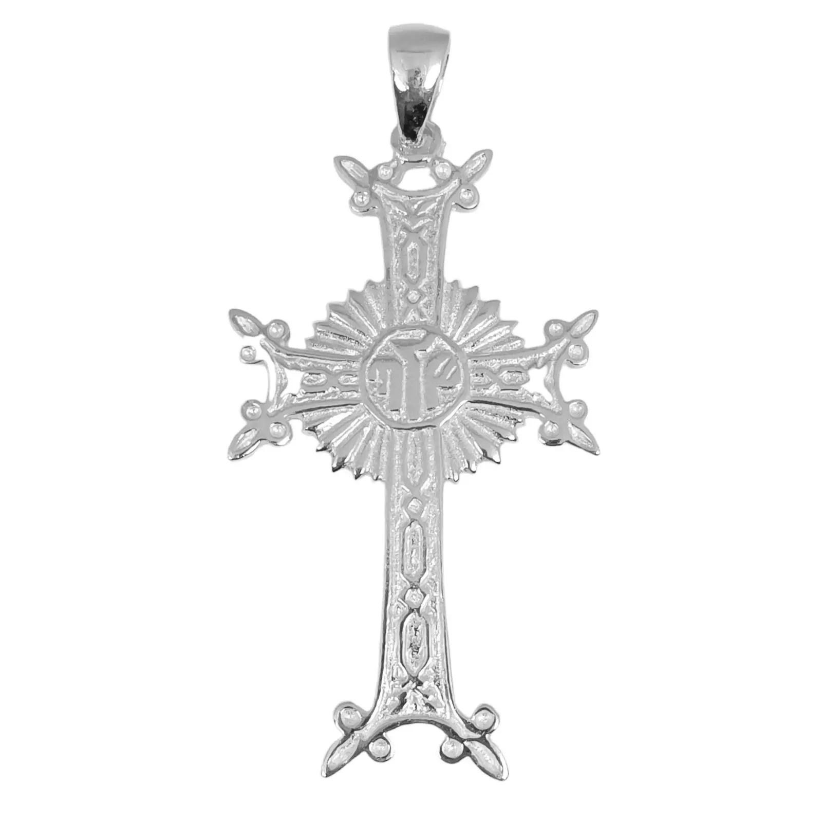 les trésors de lily Pendentif Argent 'Croix Orthodoxe' argenté 52x30 mm [S0436]