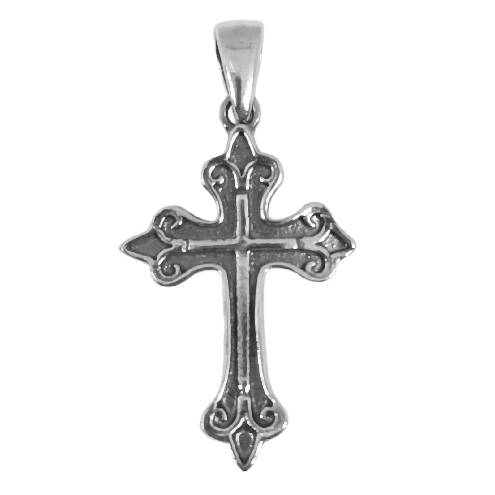 les trésors de lily Pendentif Argent 'Croix Orthodoxe' argenté vieilli 23x16 mm [S0273]