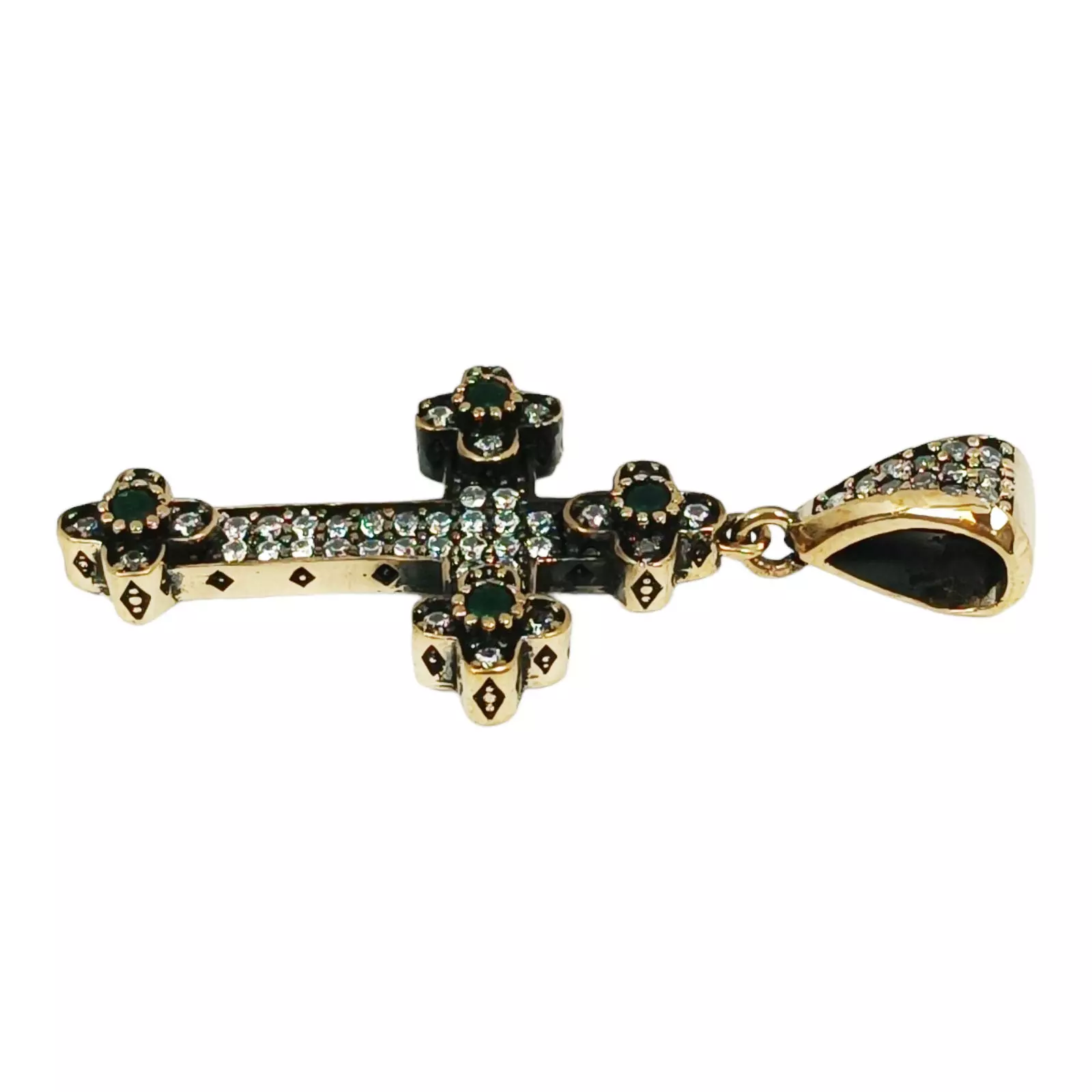 Les Trésors De Lily Pendentif Argent 'Croix Orthodoxe' Bleu Doré 34x25 Mm [S0802]