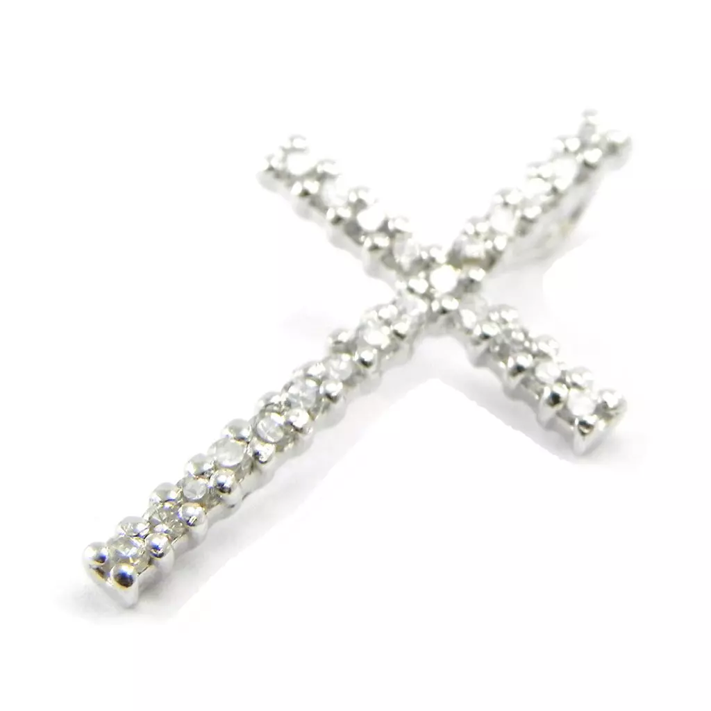 les trésors de lily Pendentif Argent 'Croix Pureté' Blanc argenté (rhodié) 15x25 mm [B9899]
