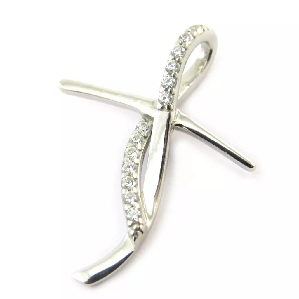 Les Trésors De Lily Pendentif Argent 'Croix Pureté' Blanc Argenté (rhodié) 30x24 Mm [N3763]
