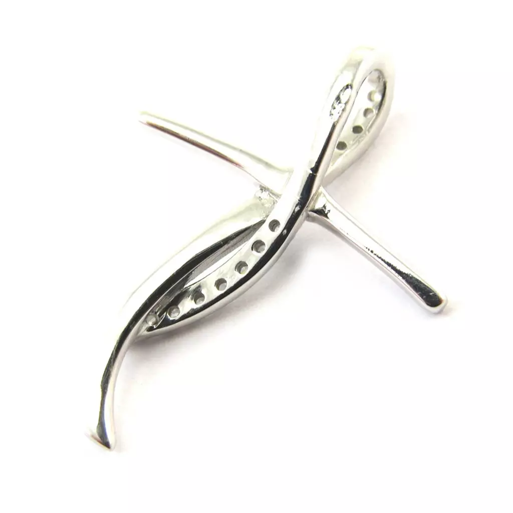 Les Trésors De Lily Pendentif Argent 'Croix Pureté' Blanc Argenté (rhodié) 30x24 Mm [N3763]