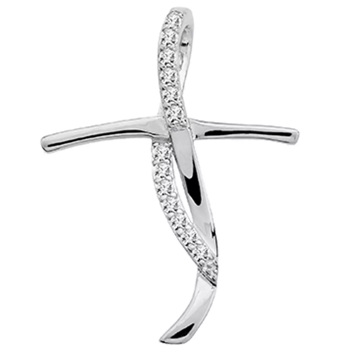 Les Trésors De Lily Pendentif Argent 'Croix Pureté' Blanc Argenté (rhodié) 30x24 Mm [N3763]