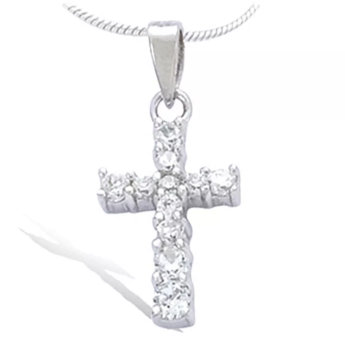 les trésors de lily Pendentif Argent 'Croix Pureté' Blanc argenté (rhodié) 16x10 mm [I3623]