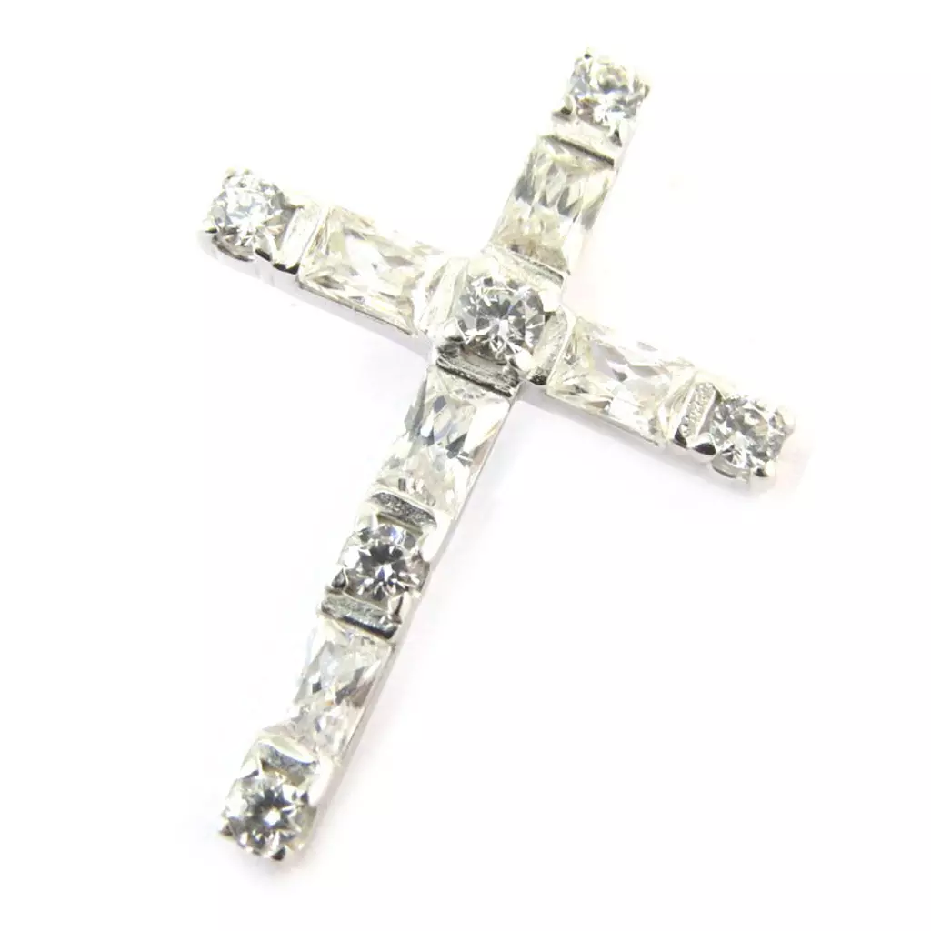 Les Trésors De Lily Pendentif Argent 'Croix Pureté' Blanc Doré 20x14 Mm [N3761]