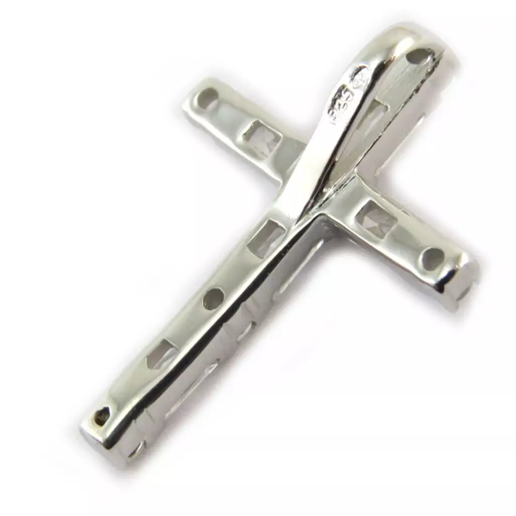 Les Trésors De Lily Pendentif Argent 'Croix Pureté' Blanc Doré 20x14 Mm [N3761]