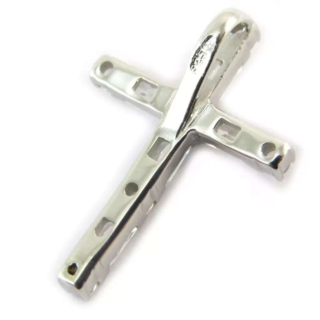 Les Trésors De Lily Pendentif Argent 'Croix Pureté' Blanc Doré 20x14 Mm [N3761]