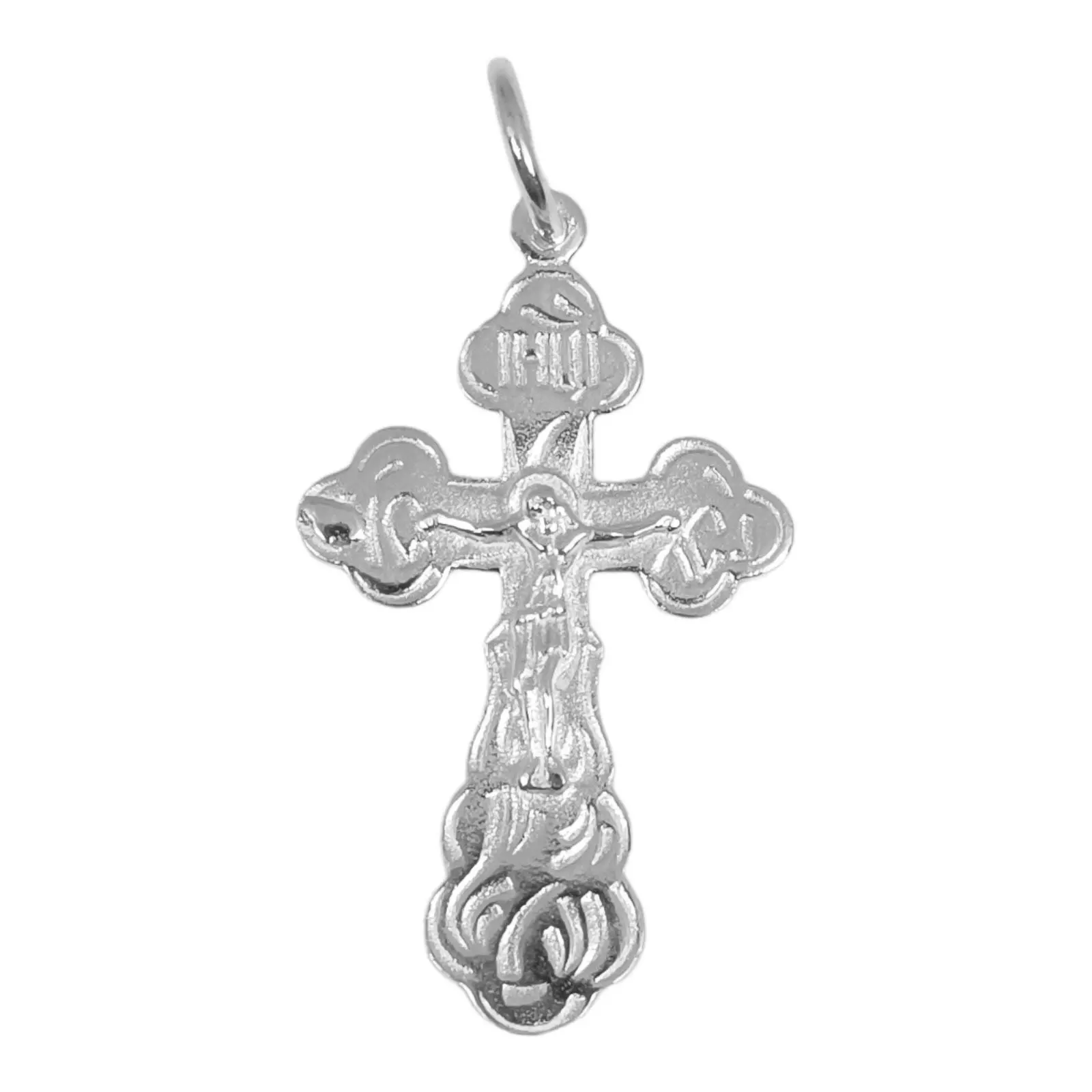 les trésors de lily Pendentif Argent 'Crucifix' argenté (orthodoxe) 28x18 mm [S0394]
