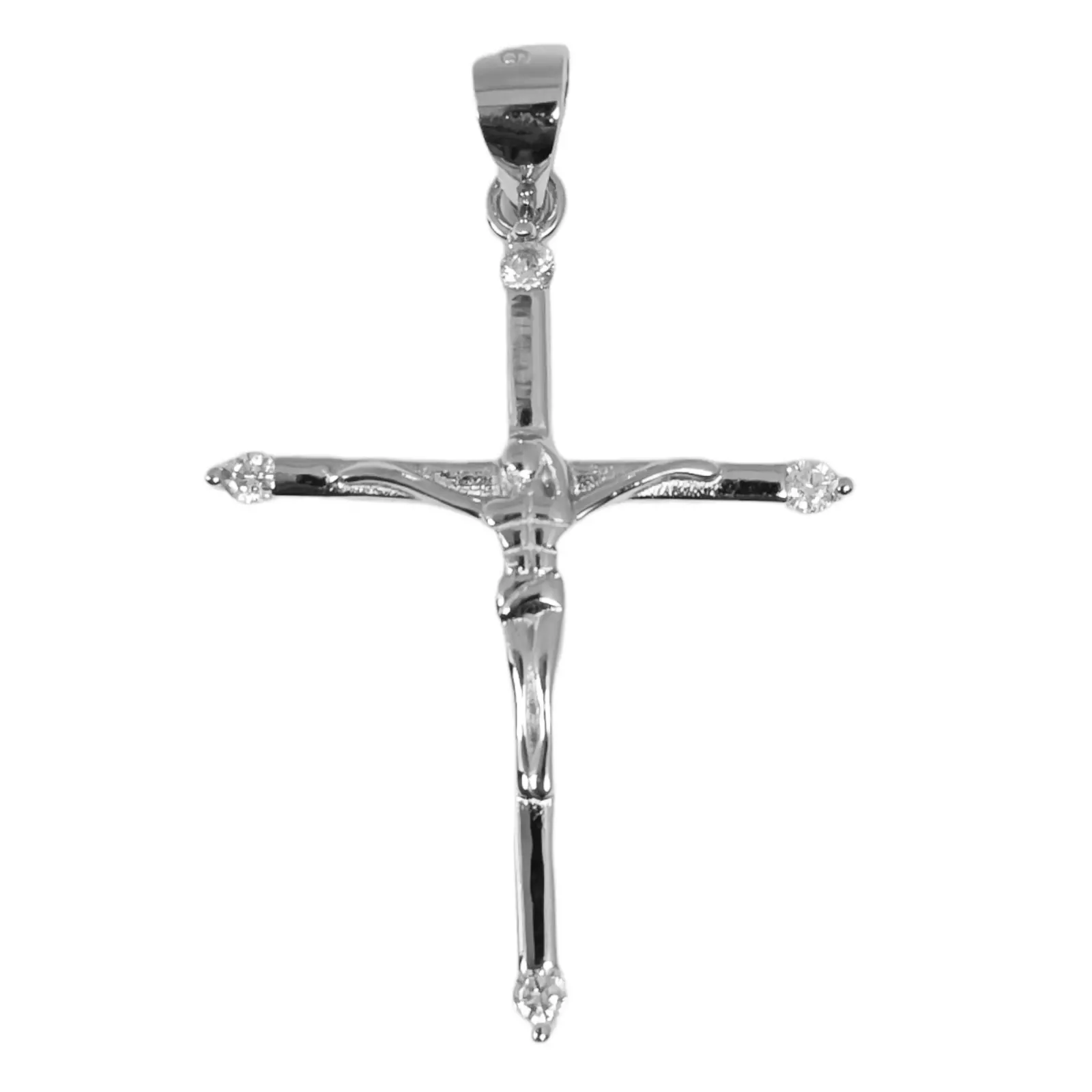 les trésors de lily Pendentif Argent 'Crucifix' blanc argenté (rhodié) 27x22 mm [S0677]