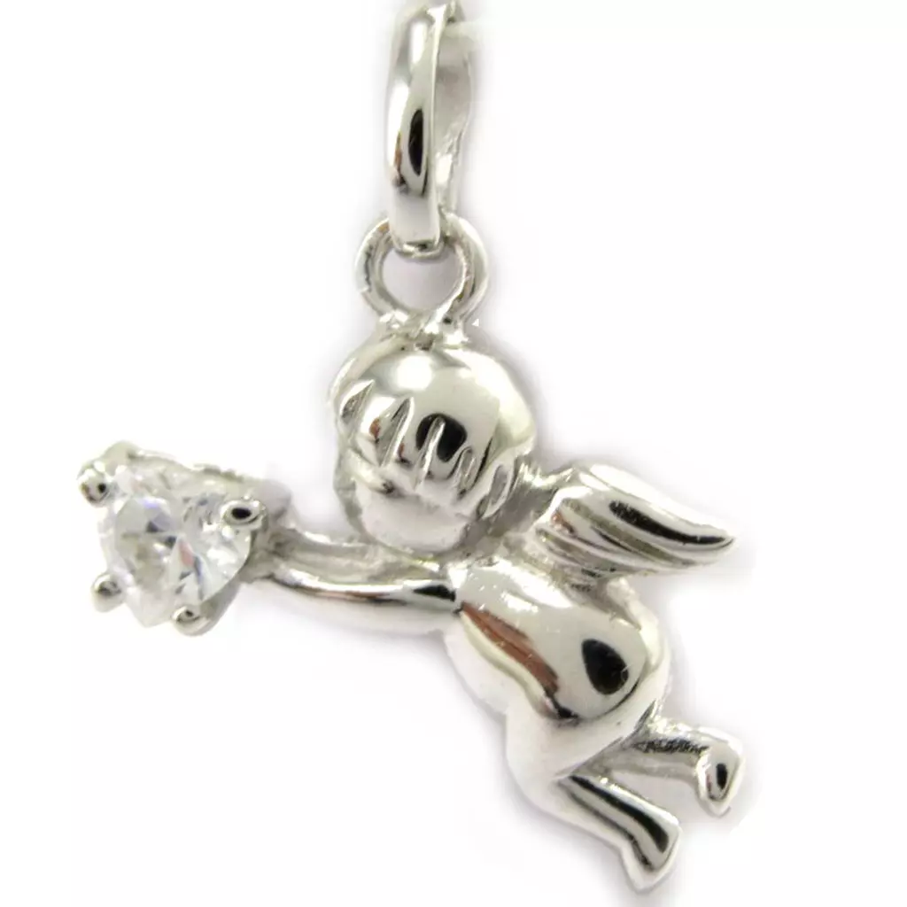 Les Trésors De Lily Pendentif Argent 'Cupidon' Blanc [M1712]