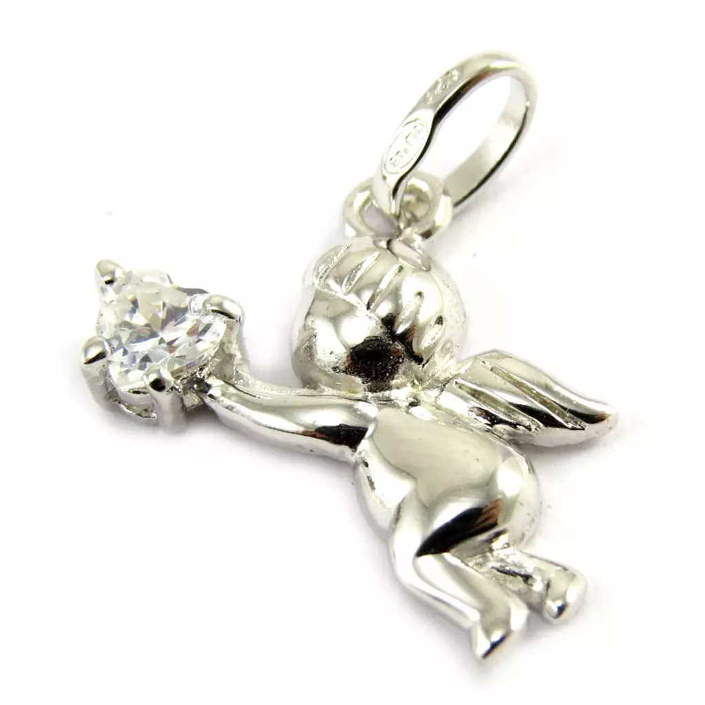 les trésors de lily Pendentif Argent 'Cupidon' blanc [M1712]