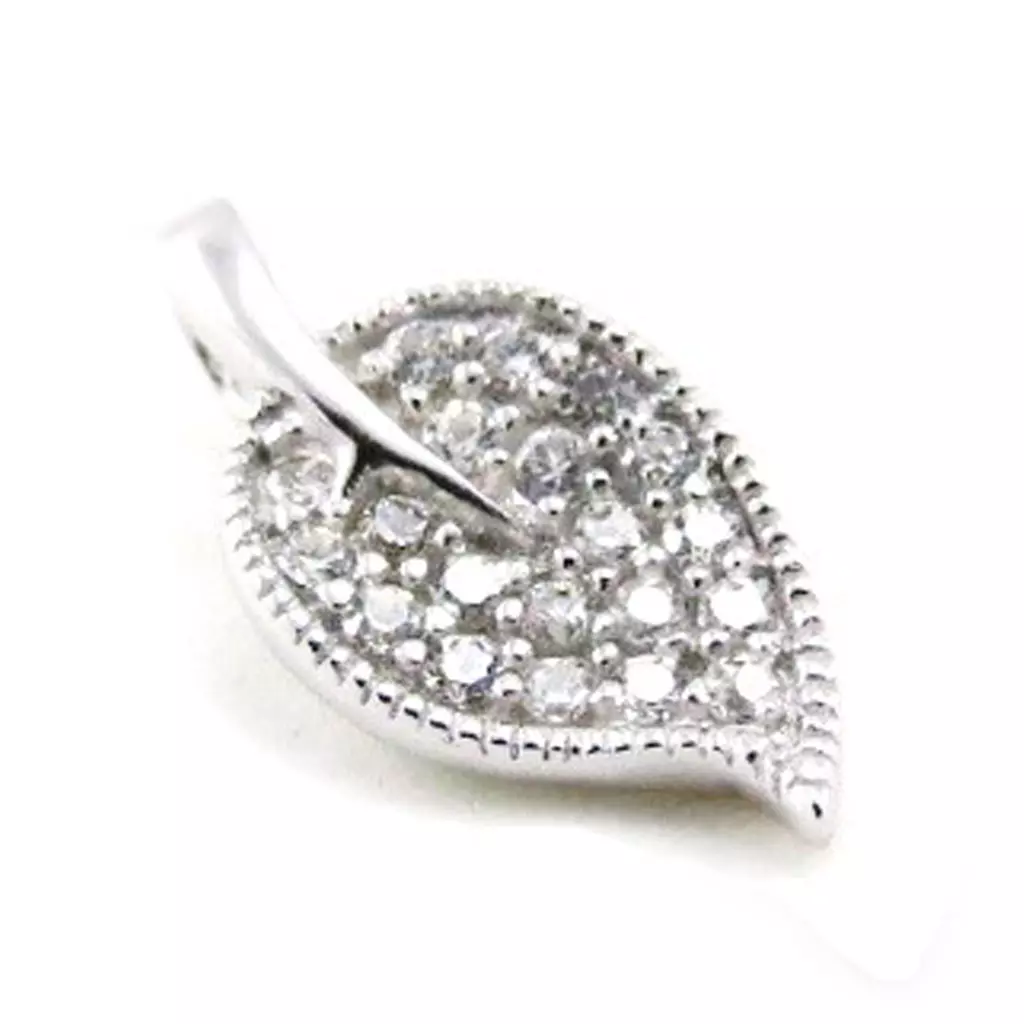 Les Trésors De Lily Pendentif Argent 'Déesse' Feuille Blanc Argenté (rhodié) 15x5 Mm [J0173]