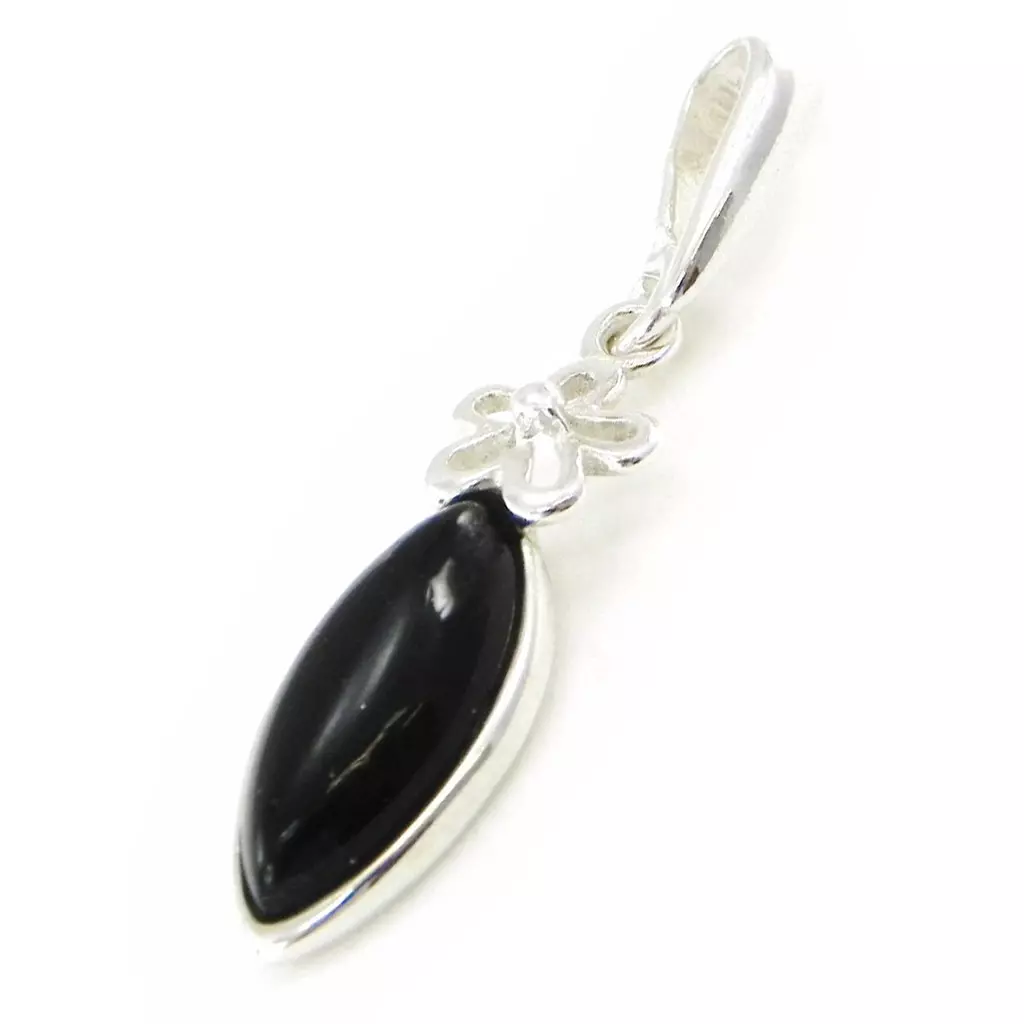 Les Trésors De Lily Pendentif Argent 'Déesse Noir De Jais' Noir Argenté (rhodié) 30x7 Mm [I8903]