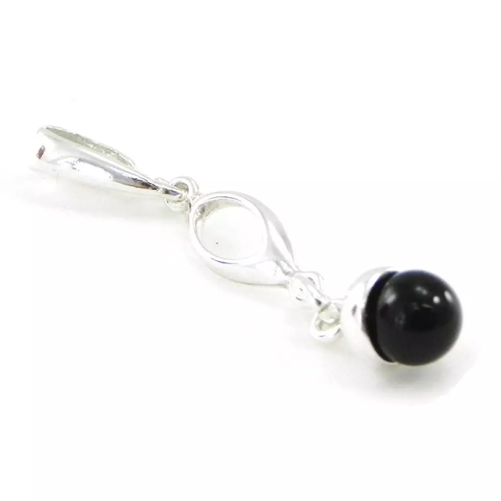 Les Trésors De Lily Pendentif Argent 'Déesse Noir De Jais' Noir Argenté (rhodié) 30x5 Mm [I8898]