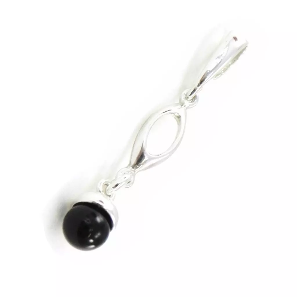 les trésors de lily Pendentif Argent 'Déesse Noir de Jais' noir argenté (rhodié) 30x5 mm [I8898]