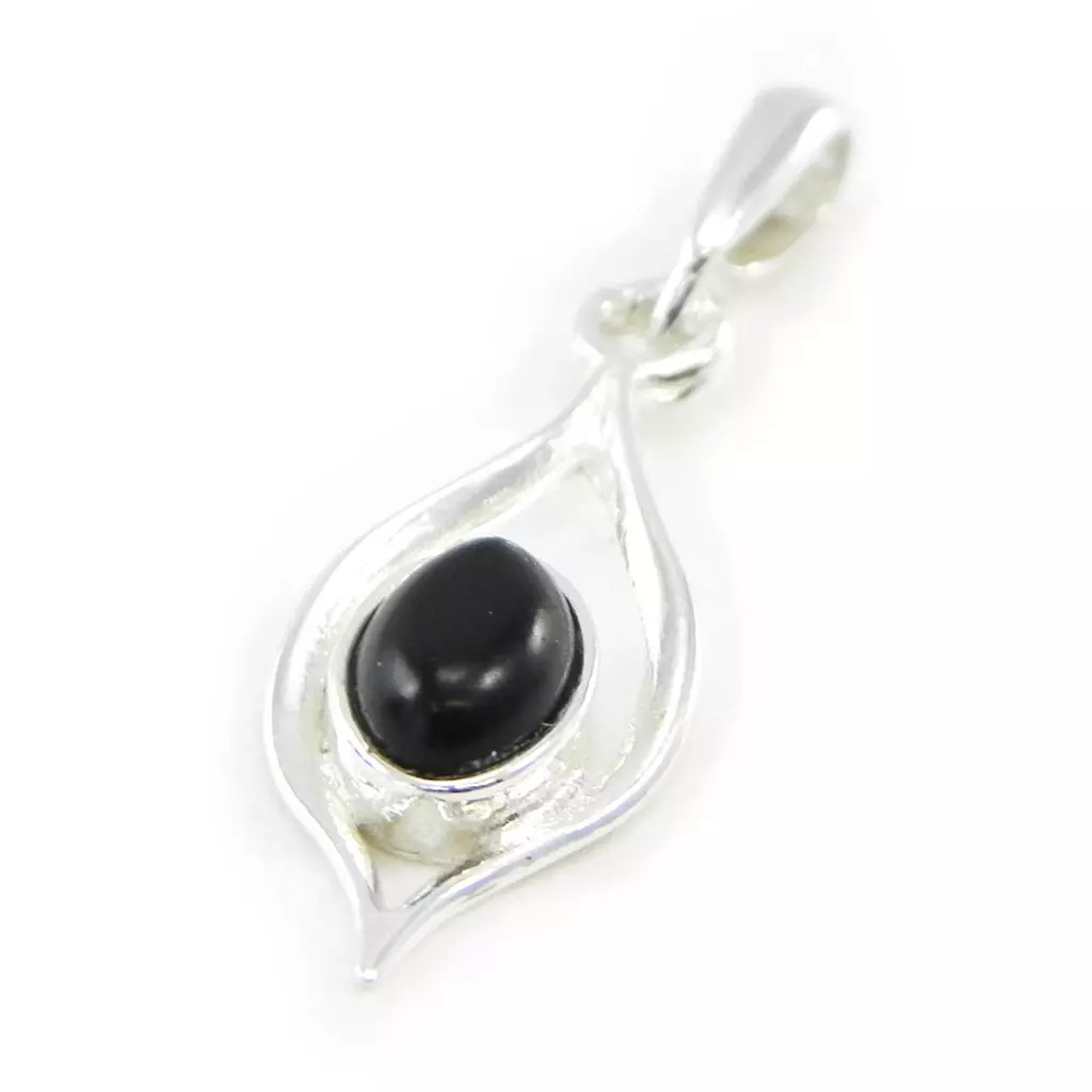 les trésors de lily Pendentif Argent 'Déesse Noir de Jais' noir argenté (rhodié) 35x10 mm [I8897]