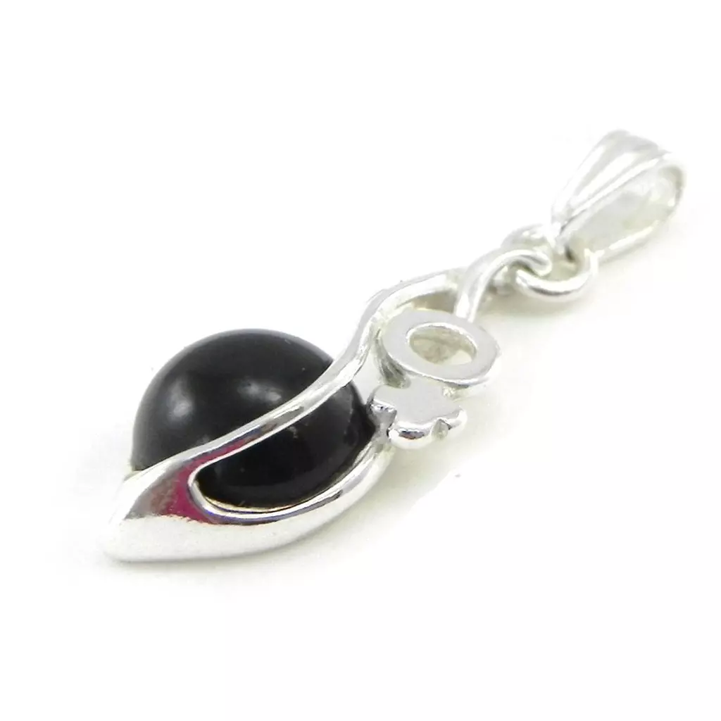 Les Trésors De Lily Pendentif Argent 'Déesse Noir De Jais' Noir Argenté (rhodié) 27x10 Mm [I8876]