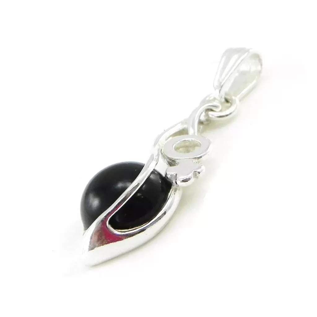 Les Trésors De Lily Pendentif Argent 'Déesse Noir De Jais' Noir Argenté (rhodié) 27x10 Mm [I8876]