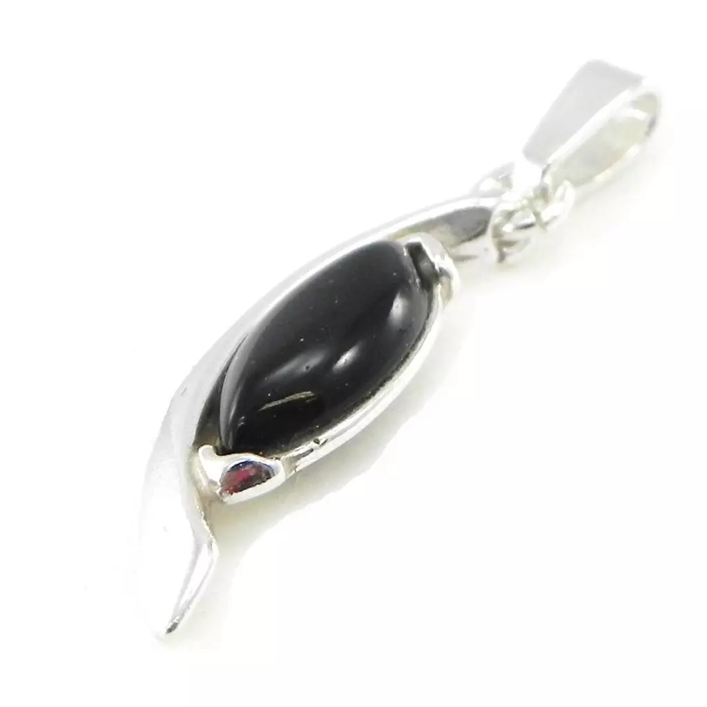 Les Trésors De Lily Pendentif Argent 'Déesse Noir De Jais' Noir Argenté (rhodié) 24x7 Mm [I8874]