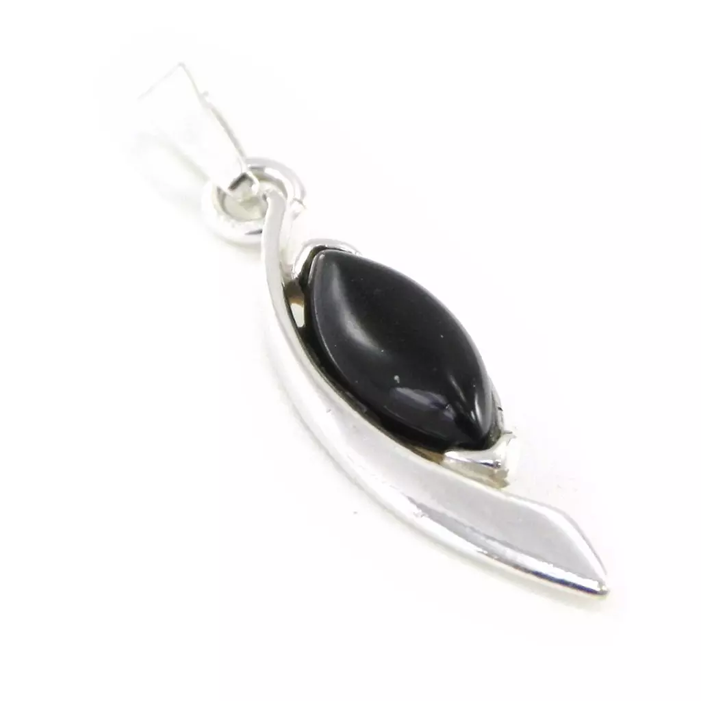 Les Trésors De Lily Pendentif Argent 'Déesse Noir De Jais' Noir Argenté (rhodié) 24x7 Mm [I8874]