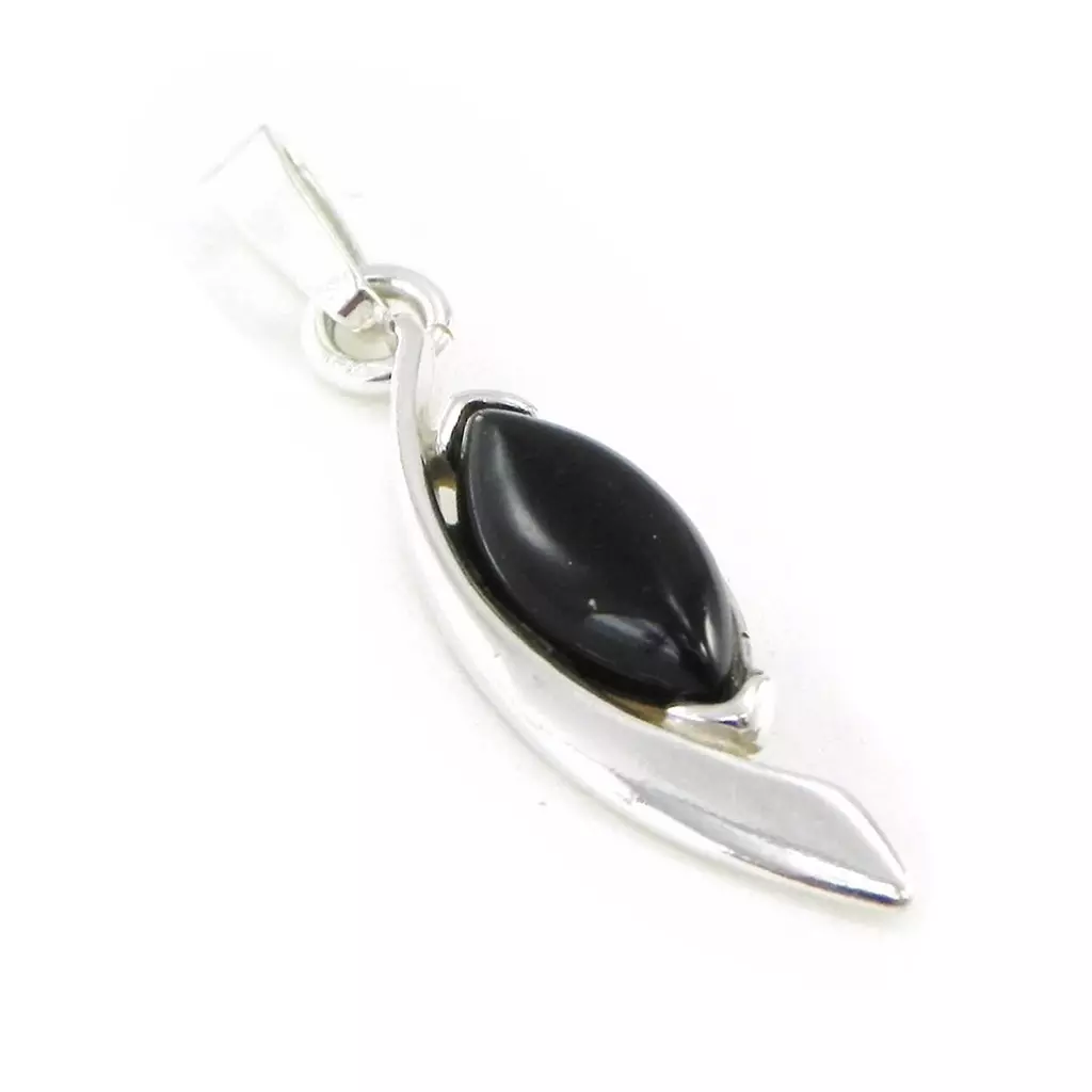 Les Trésors De Lily Pendentif Argent 'Déesse Noir De Jais' Noir Argenté (rhodié) 24x7 Mm [I8874]