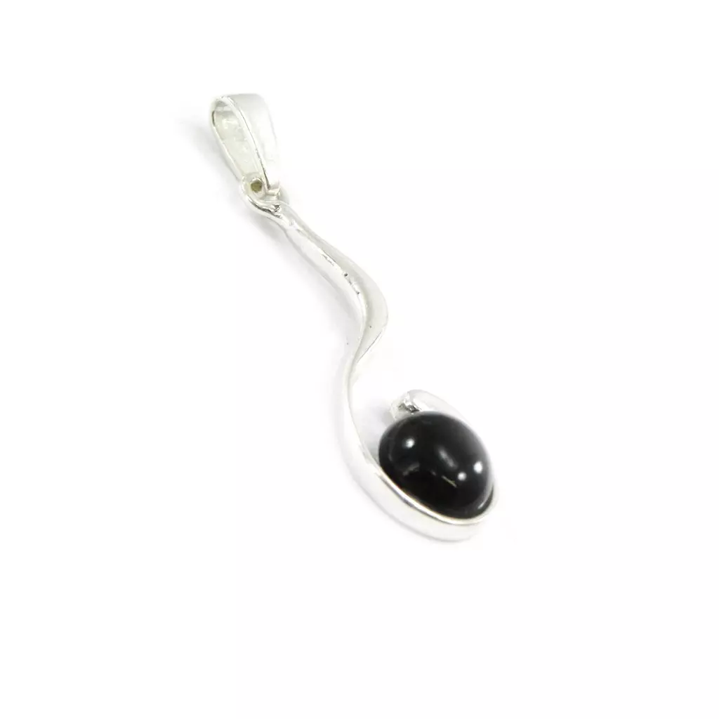 Les Trésors De Lily Pendentif Argent 'Déesse Noir De Jais' Noir Argenté (rhodié) 33x10 Mm [I2603]