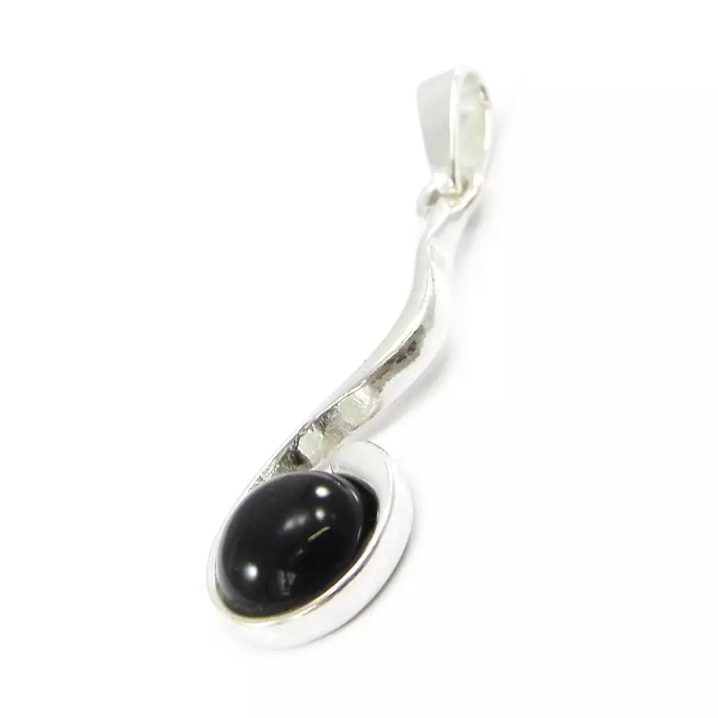 Les Trésors De Lily Pendentif Argent 'Déesse Noir De Jais' Noir Argenté (rhodié) 33x10 Mm [I2603]