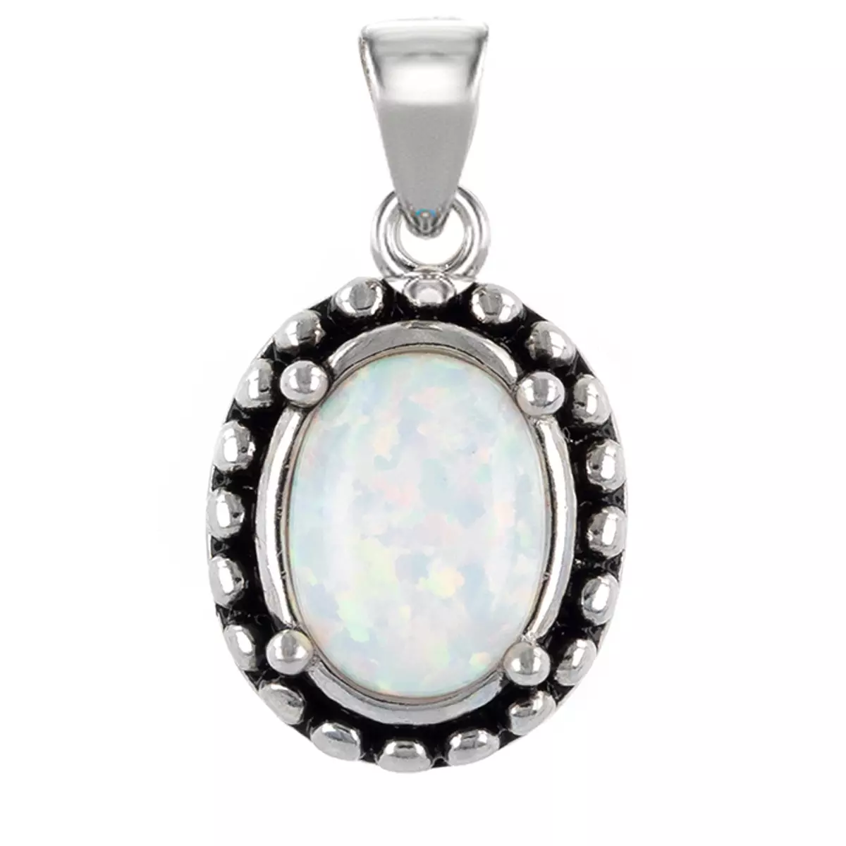 les trésors de lily Pendentif Argent 'Déesse Opale' blanc argenté (rhodié) 12x10 mm [R7172]