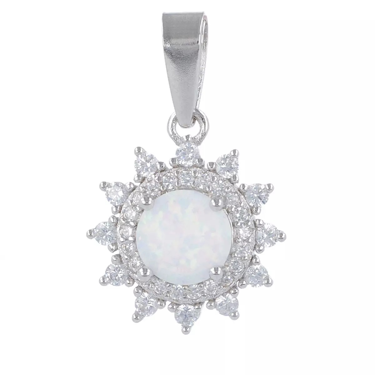 les trésors de lily Pendentif Argent 'Déesse Opale' blanc argenté (rhodié) 13 mm [R4795]