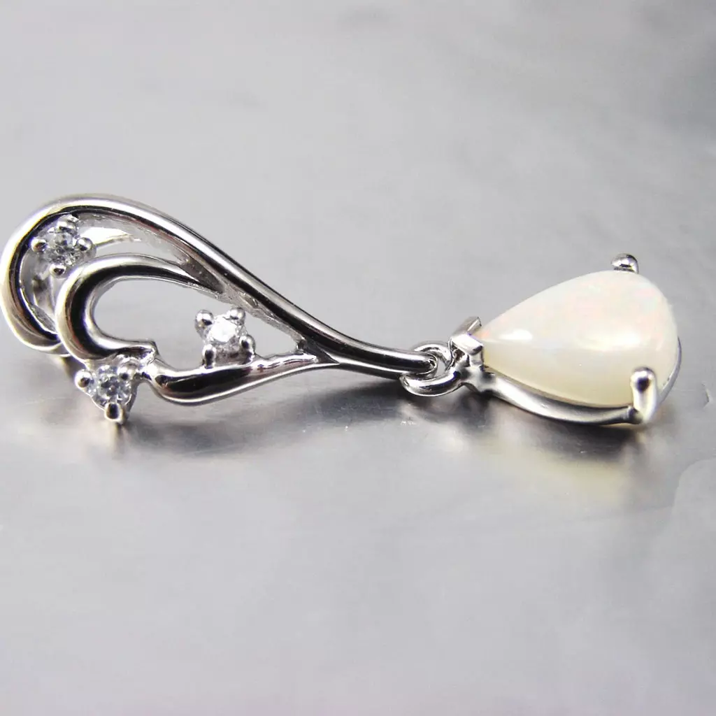 Les Trésors De Lily Pendentif Argent 'Déesse Opale' Blanc Argenté (rhodié) 25x8 Mm [F6080]