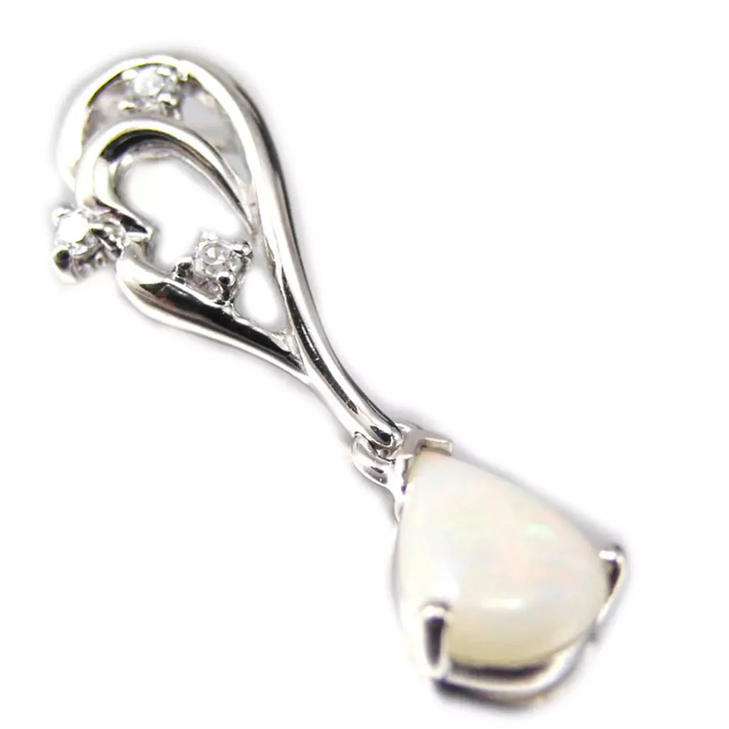 Les Trésors De Lily Pendentif Argent 'Déesse Opale' Blanc Argenté (rhodié) 25x8 Mm [F6080]